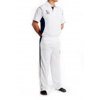 White Playing Shirt- Navy Blue Mesh - Simply Cricket 